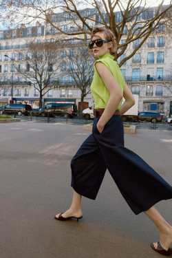 ZARA БРЮКИ-КЮЛОТЫ С РЕМНЕМ, МОРСКОЙ СИНИЙ