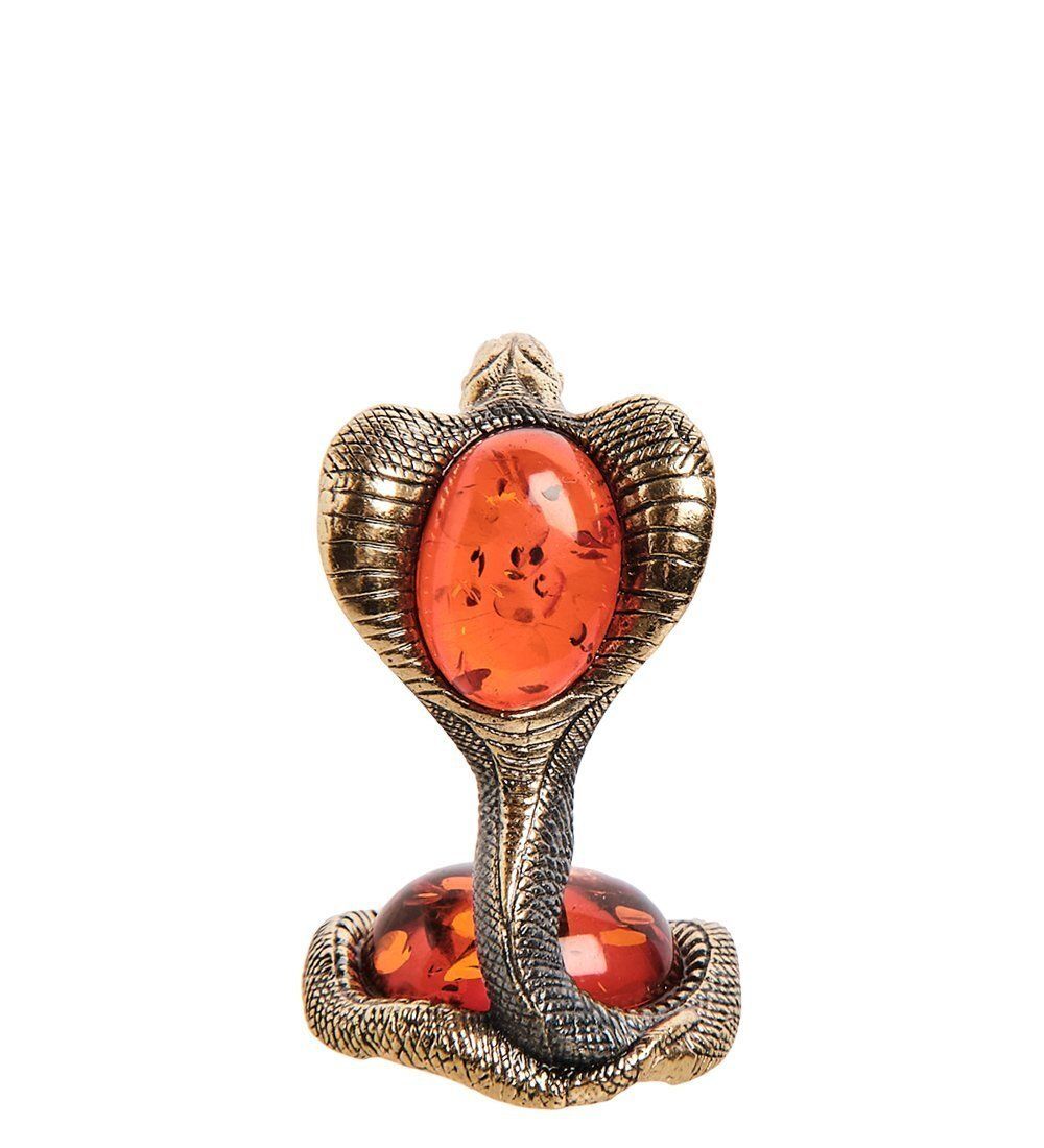 Народные промыслы AM-2728 Фигурка «Кобра» (латунь, янтарь)