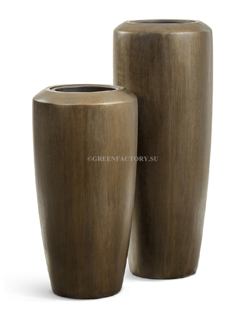 Кашпо TREEZ Effectory - Metal - Высокий конус Design - Чернёная бронза