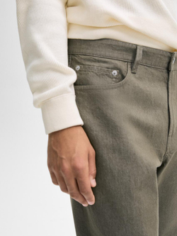 Massimo Dutti Зауженные джинсы из хлопковой джинсовой ткани, хаки