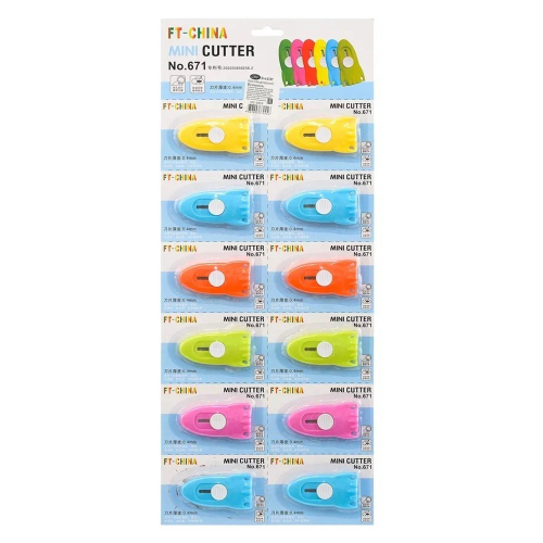 Нож канцелярский Basir для бумаги, 4-х цветов, 12 шт