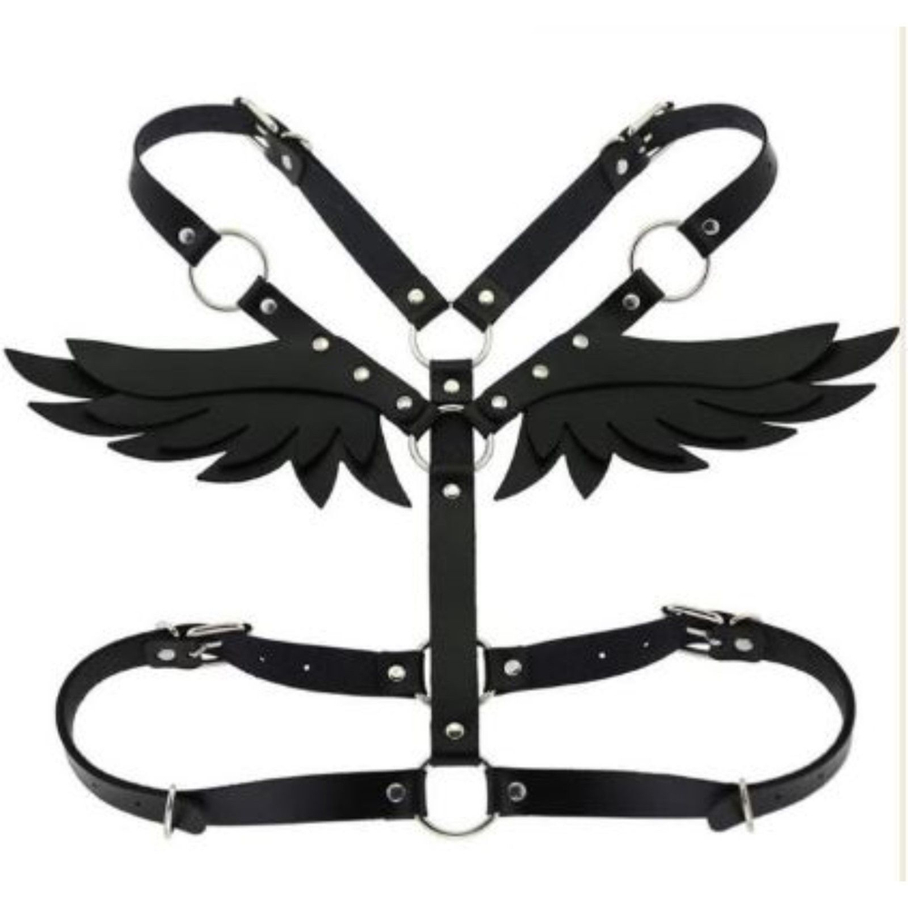 Черная портупея «Оки-Чпоки» с крыльями (Размер: S-M-L) (Цвет: черный)