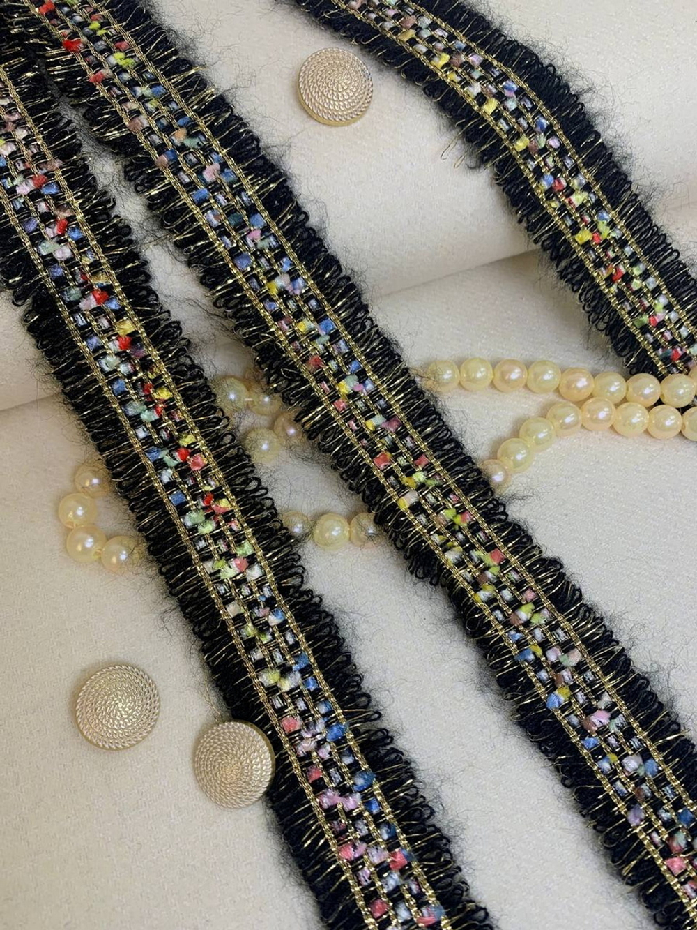 тесьма "шанель", 3,0см черный/золото/цветное