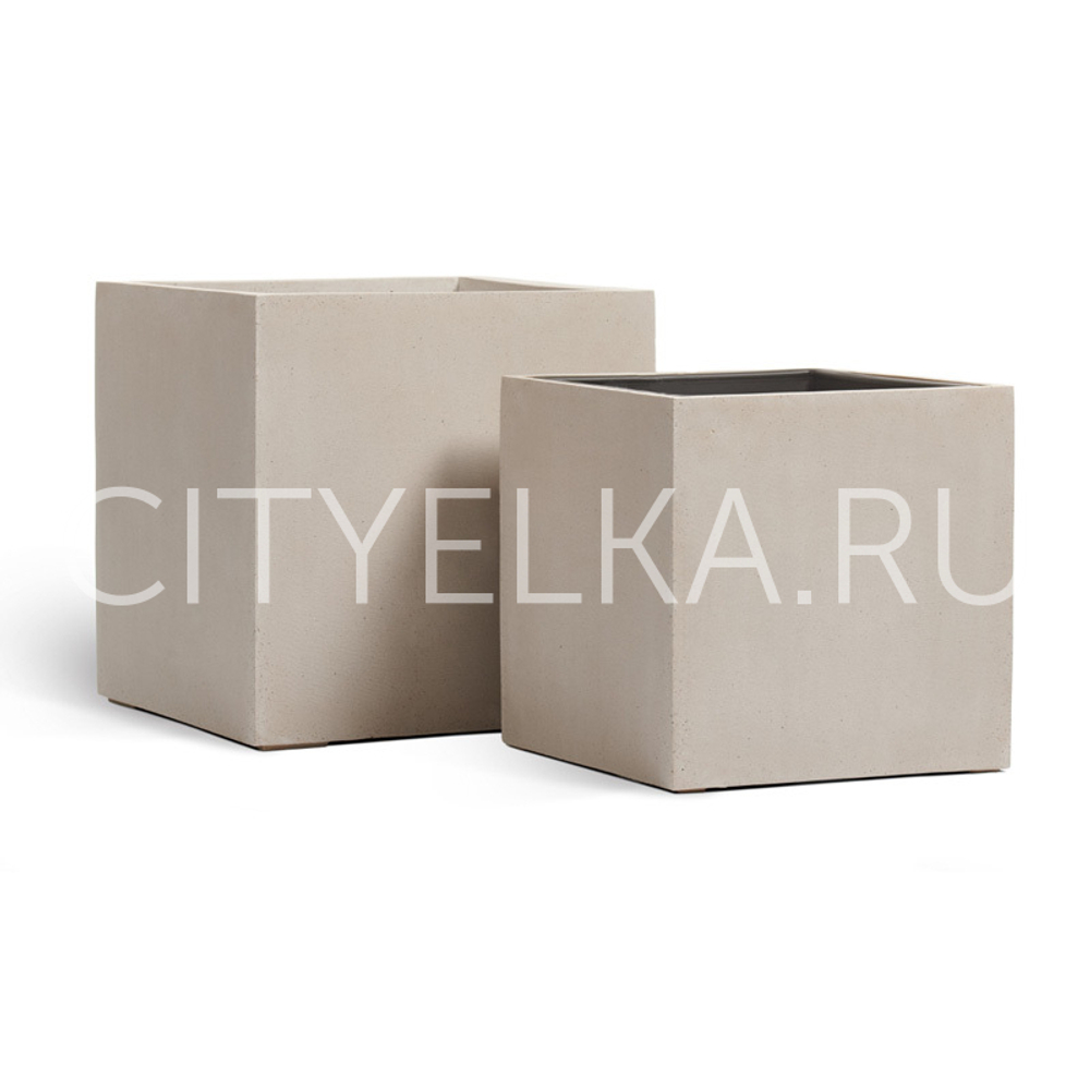 Кашпо TREEZ Effectory - Beton - Куб - Белый песок