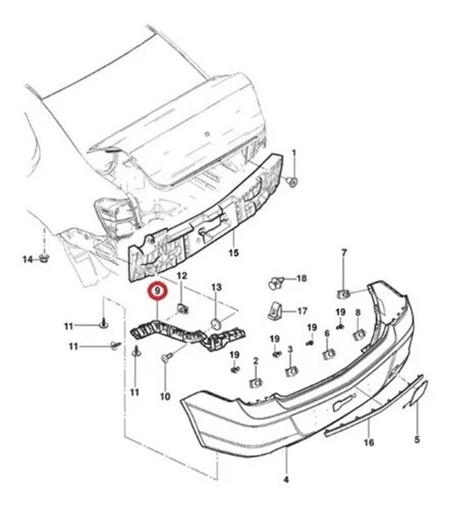 Кронштейн бампера Chevrolet Cobalt задн. прав. (NBN)