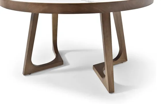 Журнальный столик Vario Ø80х46 см, белая керамика, орех