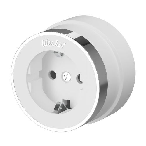 Розетка с заземлением Vintage белый матовый/хром W5871050