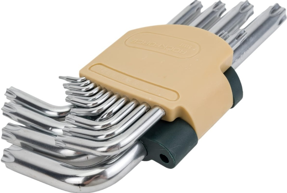 Набор ключей RF-5151T TORX Г-образных с отверстием,15пр. (Т6Н-Т10Н,Т15Н,Т20Н,Т25Н,Т27Н,Т30Н,Т40Н,Т45Н,Т50Н,Т55Н,Т60Н) в пласт держателе ROCKFORCE