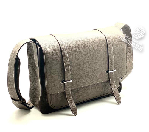 Сумка через плечо Hermes Sac a Depeches мессенджер серо тауповый