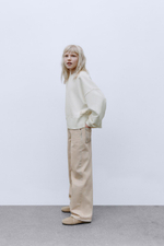 Джинсы wide leg c эффектом потертости