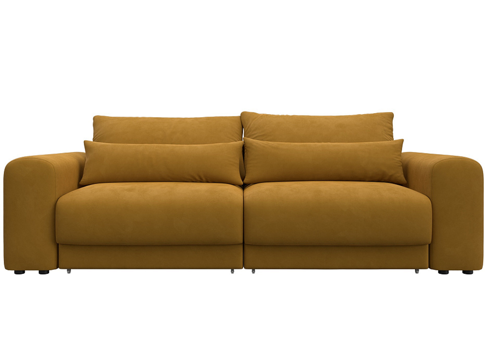 Диван прямой Лига-056 НПБ, BRUT 10 желтый, Велюр, 129130