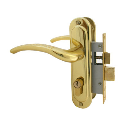 Замок врезной Стандарт 132/50  латунь  GР  с/руч.  /4854