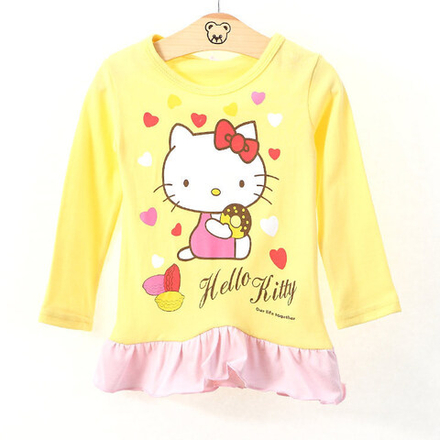 Лонгслив с оборкой по подолу и принтом Hello Kitty