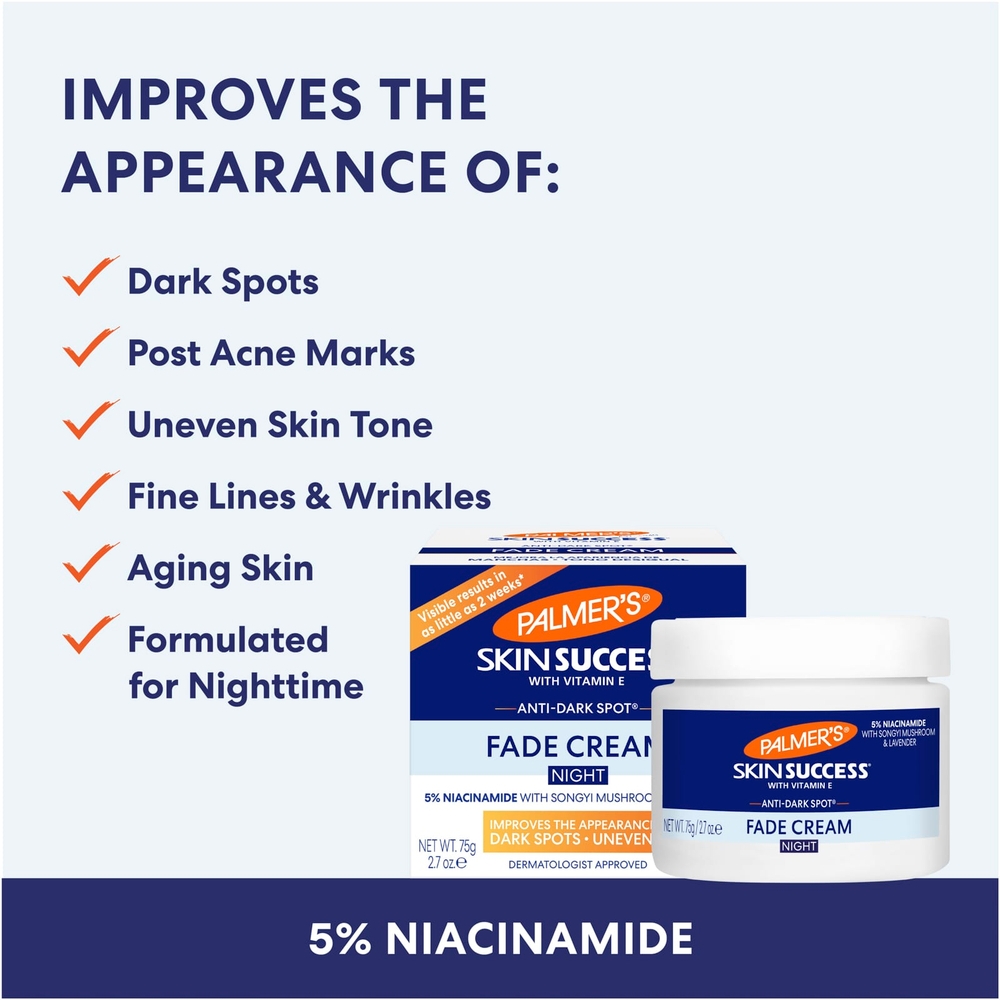 Palmer's, Skin Success® с витамином E, крем для обесцвечивания кожи против темных пятен, ночной, 75 г (2,7 унции)