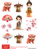 Трансфер переводной - декаль для свечей и гипса япония 007