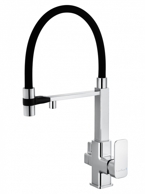 Смеситель для кухни с гибким изливом и подключением фильтра WONZON & WOGHAND, Хром (WW-88458012-CR)