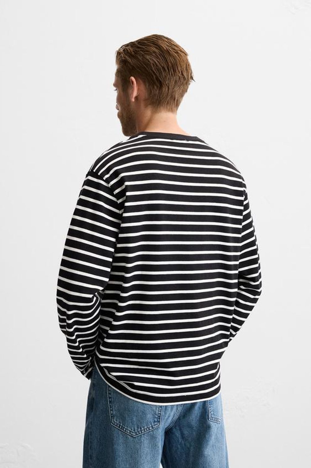 ZARA ФУТБОЛКА В ПОЛОСКУ, ЧЕРНЫЙ/БЕЛЫЙ