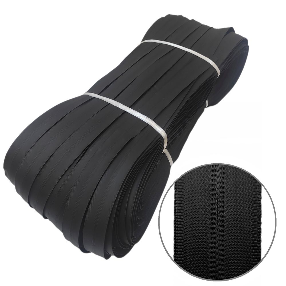 Молния спираль рулонная Т7, с влагозащитным слоем, чёрный