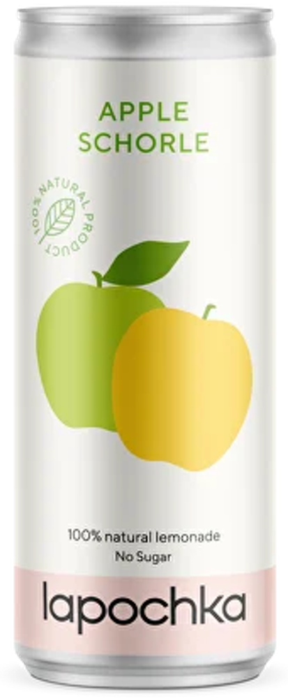 Газированный напиток Лапочка Шорли Яблоко / Lapochka Apple Schorle 0.33 - банка