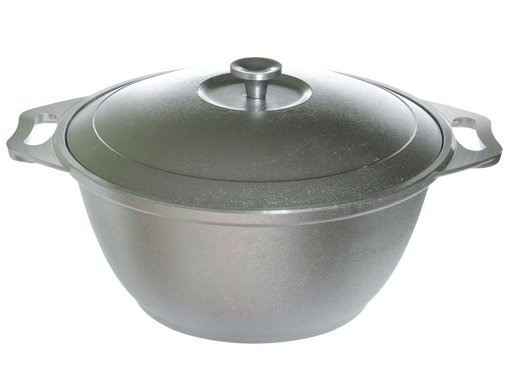 Кастрюля 2л литая с алюминиевой крышкой, без покрытия