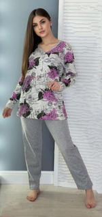 Пижама женская штаны+футболка с д/р П0007 велик