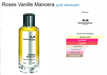 Mancera Roses Vanille 120ml (duty free парфюмерия)