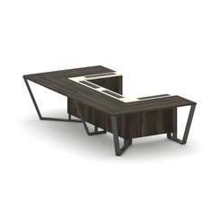 Steel Meet Стол переговорный П-образный KM-PR.B.SP-07P Дуб Мали/Ваниль Глянец/Металл Антрацит 1600*3