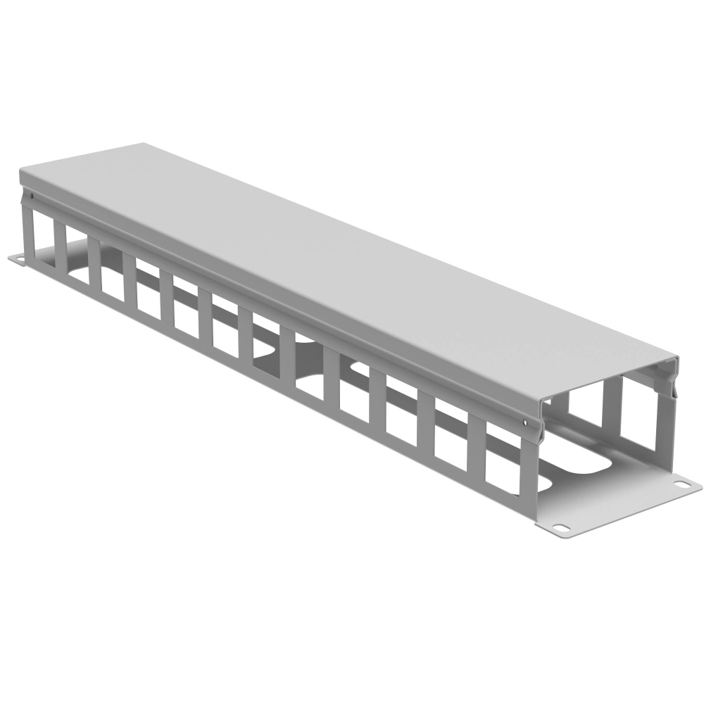 Кабельный органайзер с крышкой и отверстиями 2U, глубина 60 мм, для 19" IT-корпусов, RAL7035