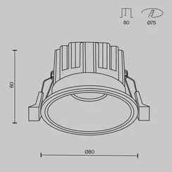 Встраиваемый светильник Раунд / Round 12 Вт 2700 К 60° Technical dl058-12w2.7k-b