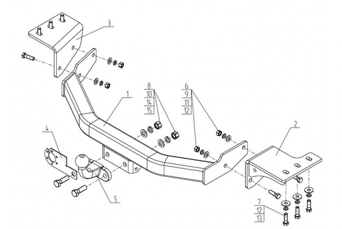 Фаркоп для Toyota Fortuner 2018- Тип шара: F. Нагрузки: 2500/100 кг, TY 46