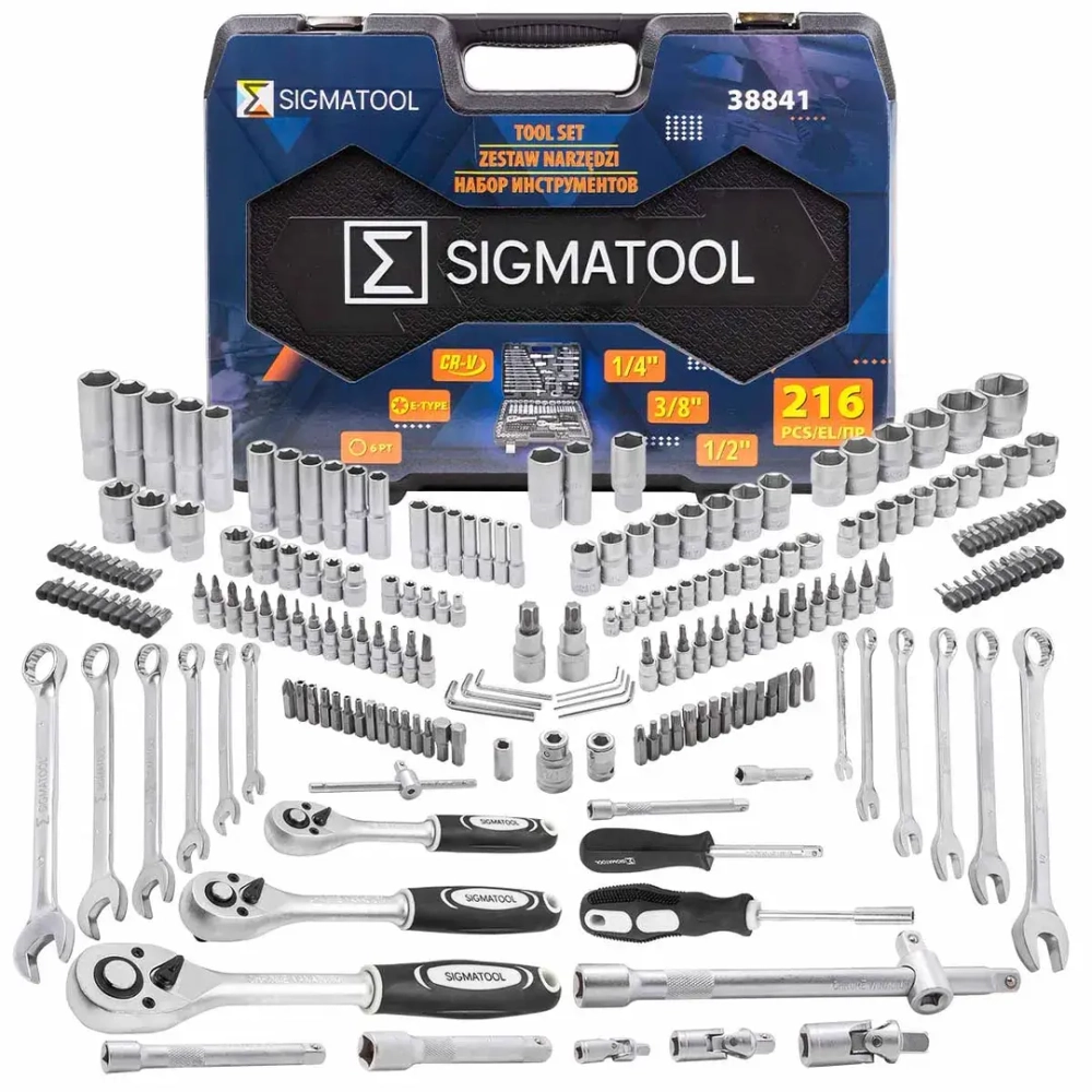 Набор инструментов 216пр. 1/4'', 3/8'', 1/2''(6гр.) SIGMATOOL Sigmatool-38841