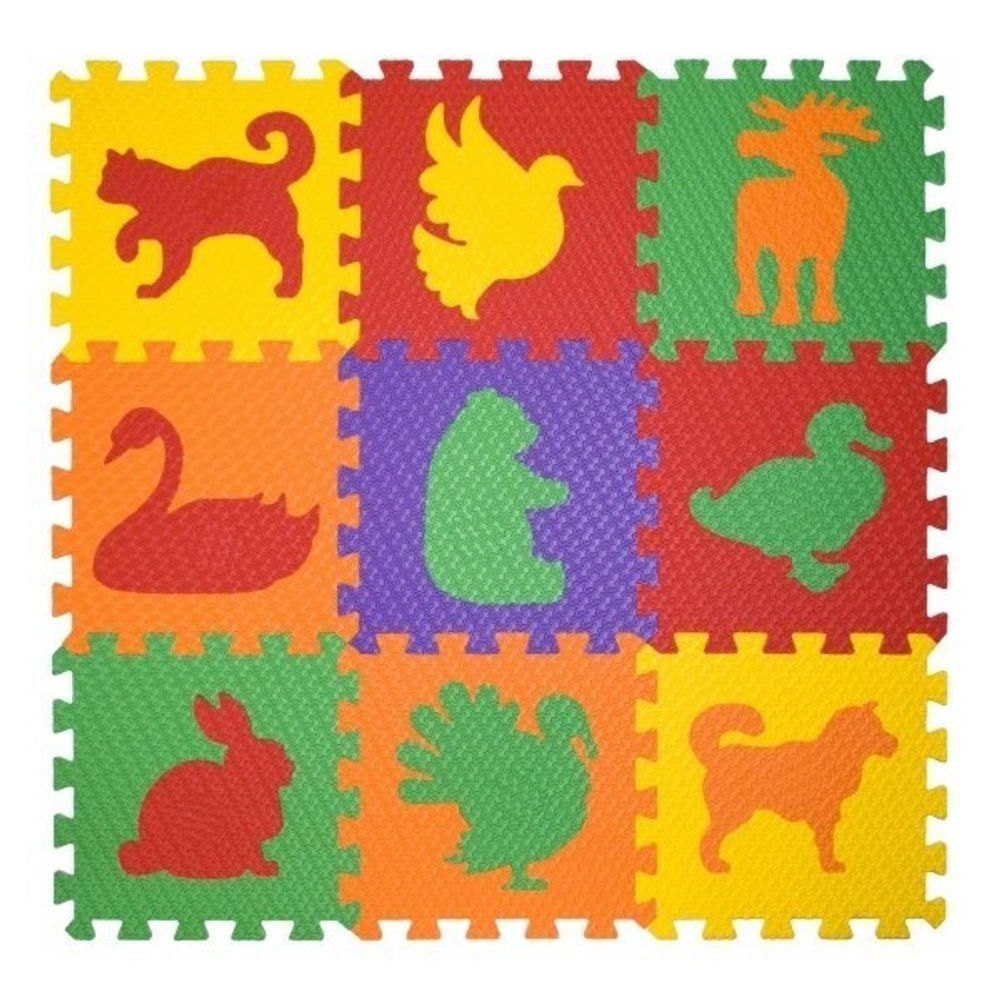 Коврик-пазл BABYPUZZ (9 плит 33x33x1см, ~1кв.м./уп) Животный мир