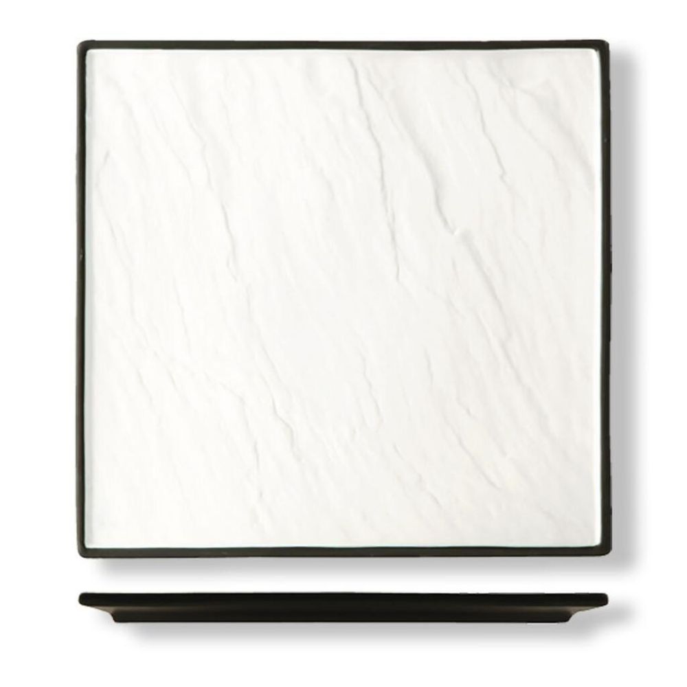 Блюдо квадратное 21,5*21,5 см Relief белое с черным бортом фарфор P.L. Proff Cuisine [6]