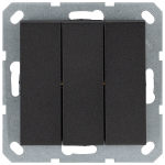 Выключатель трехклавишный 10A 250V~ с накладкой, цвет Антрацит