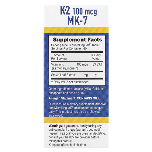 Superior Source, витамин K2, 100 мкг, 60 быстрорастворимых таблеток MicroLingual®
