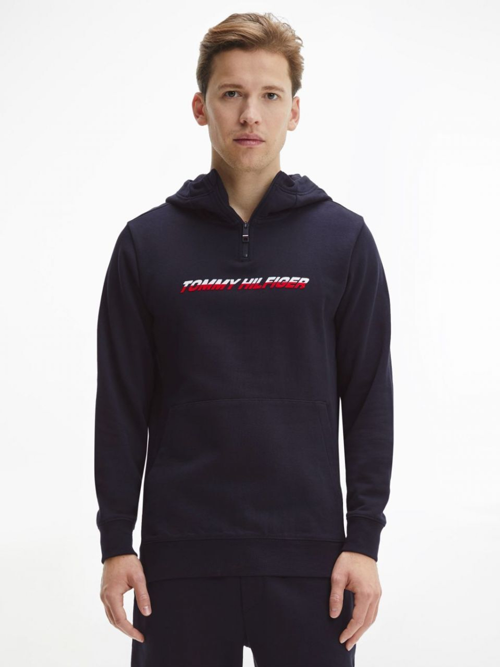 Мужская теннисная кофта Tommy Hilfiger Graphic 1/4 Zip - небесный