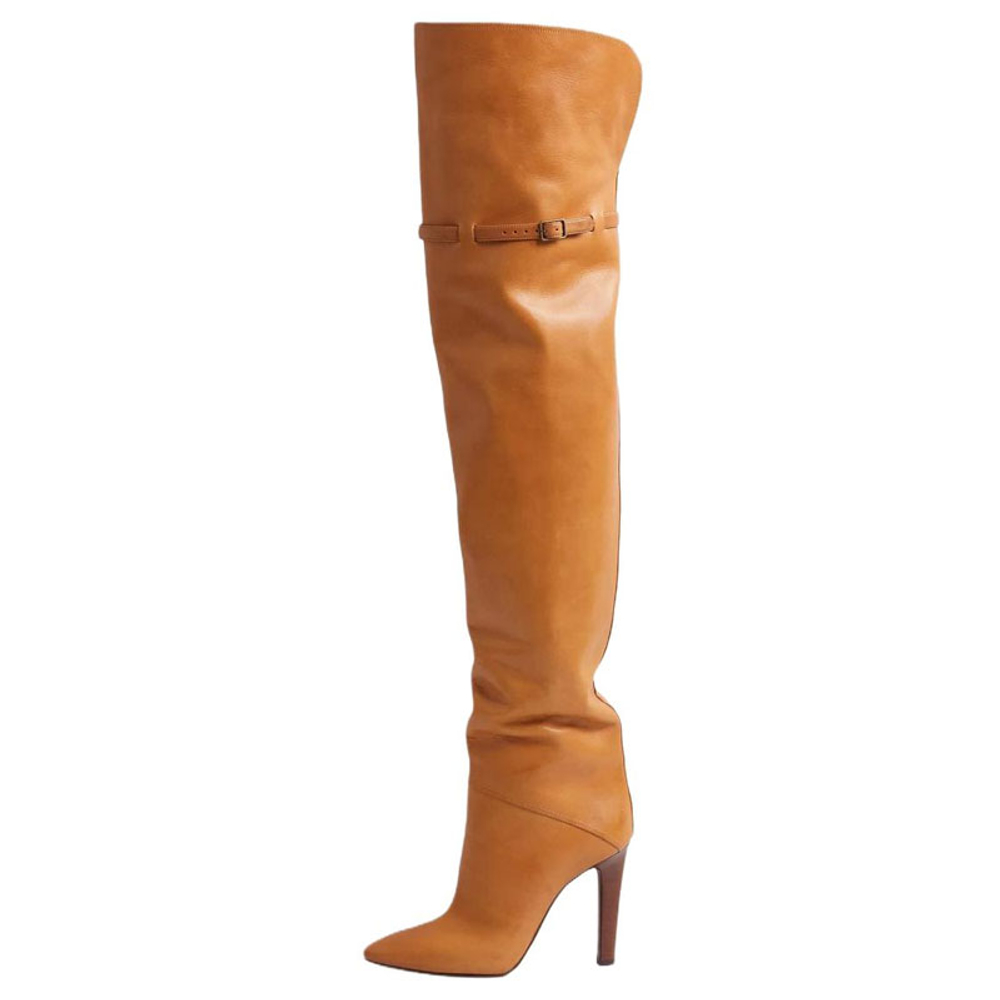 SAINT LAURENT Jane Over The Knee Boots 11cm Women"s Orange