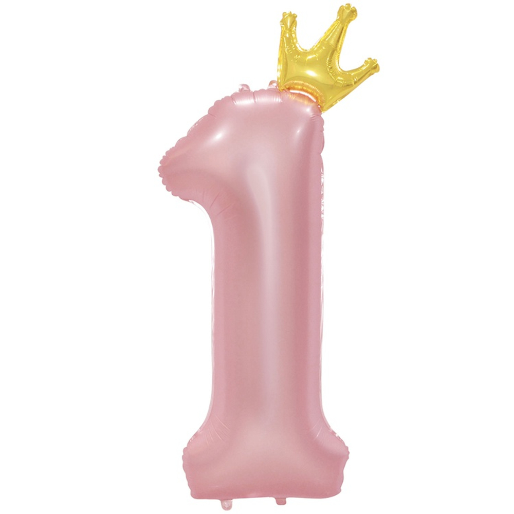 Шар фольгированный Цифра 1 115 см (Розовый)