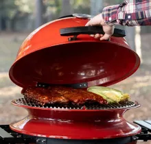 Угольный гриль Kamado Joe Kettle Joe, 57 см (красный), с ножками и столиками