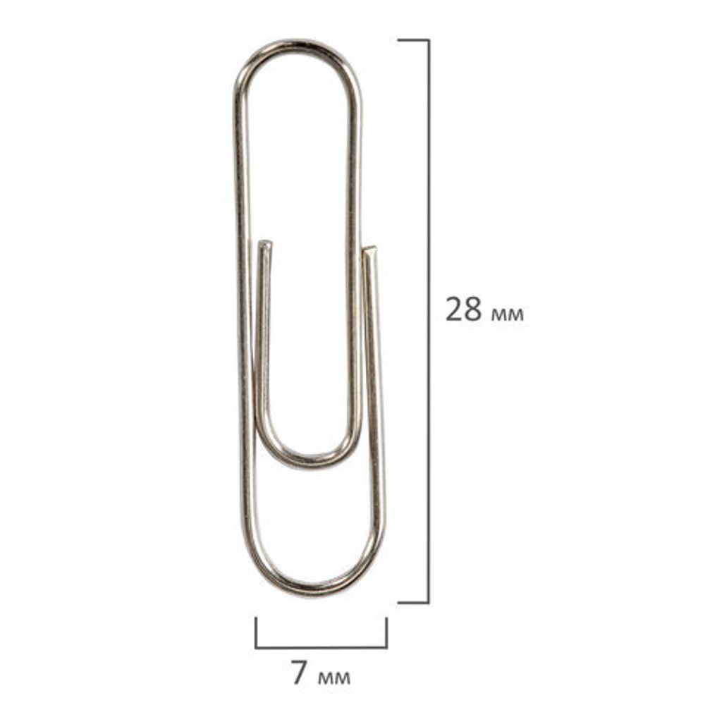 Скрепки STAFF "EVERYDAY", 28 мм, никелированные, 100 шт., в картонной коробке, 226758