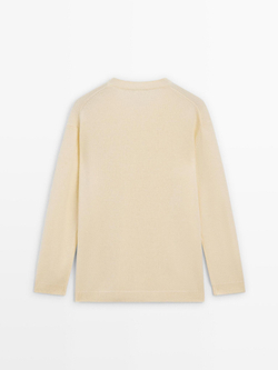 Massimo Dutti Свитер оверсайз с V-образным вырезом, ванильный