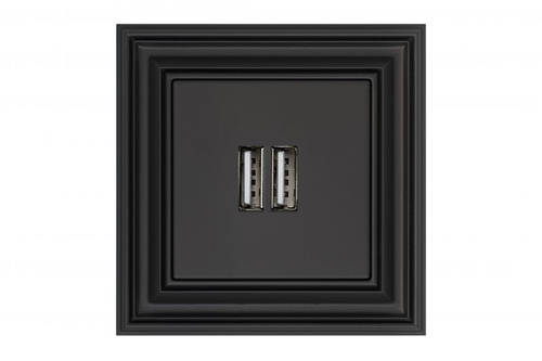 Розетка 2 usb черный матовый LIREGUS RETRO