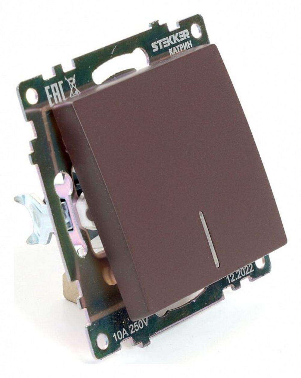 Выключатель одноклавишный с подсветкой без рамки Stekker Катрин 49022