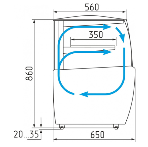 Кондитерская витрина CARBOMA MINI ВХСв-1,3д FLANDRIA LIGHT (K70 VM 1,3-12)