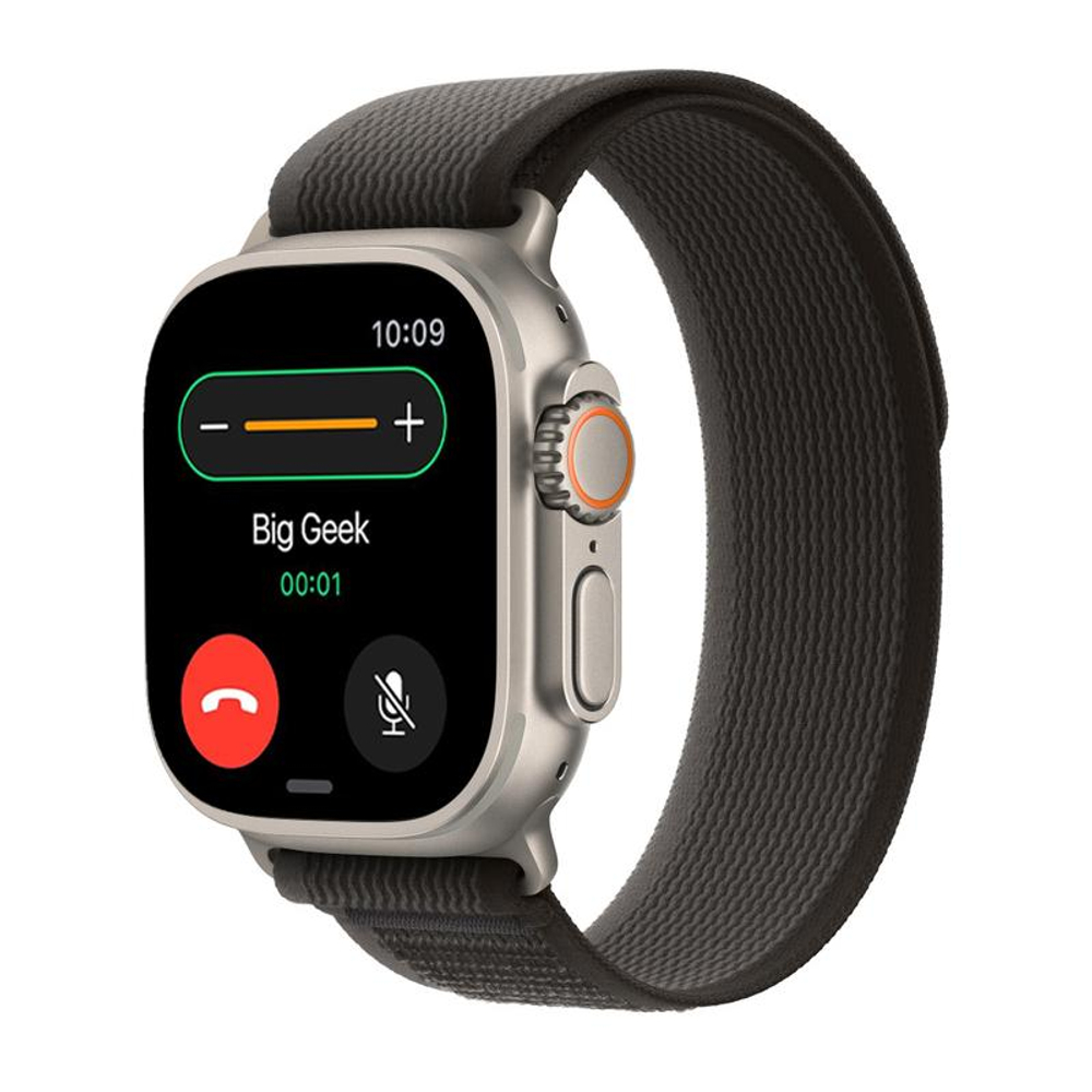 Браслет Apple Trail Loop, «чёрный/серый» со светлой пряжкой, для Apple Watch 44, 45, 46 мм и Ultra 2–3 (дизайн 2022) Нейлоновый браслет «Тропа» с текстильной застёжкой
