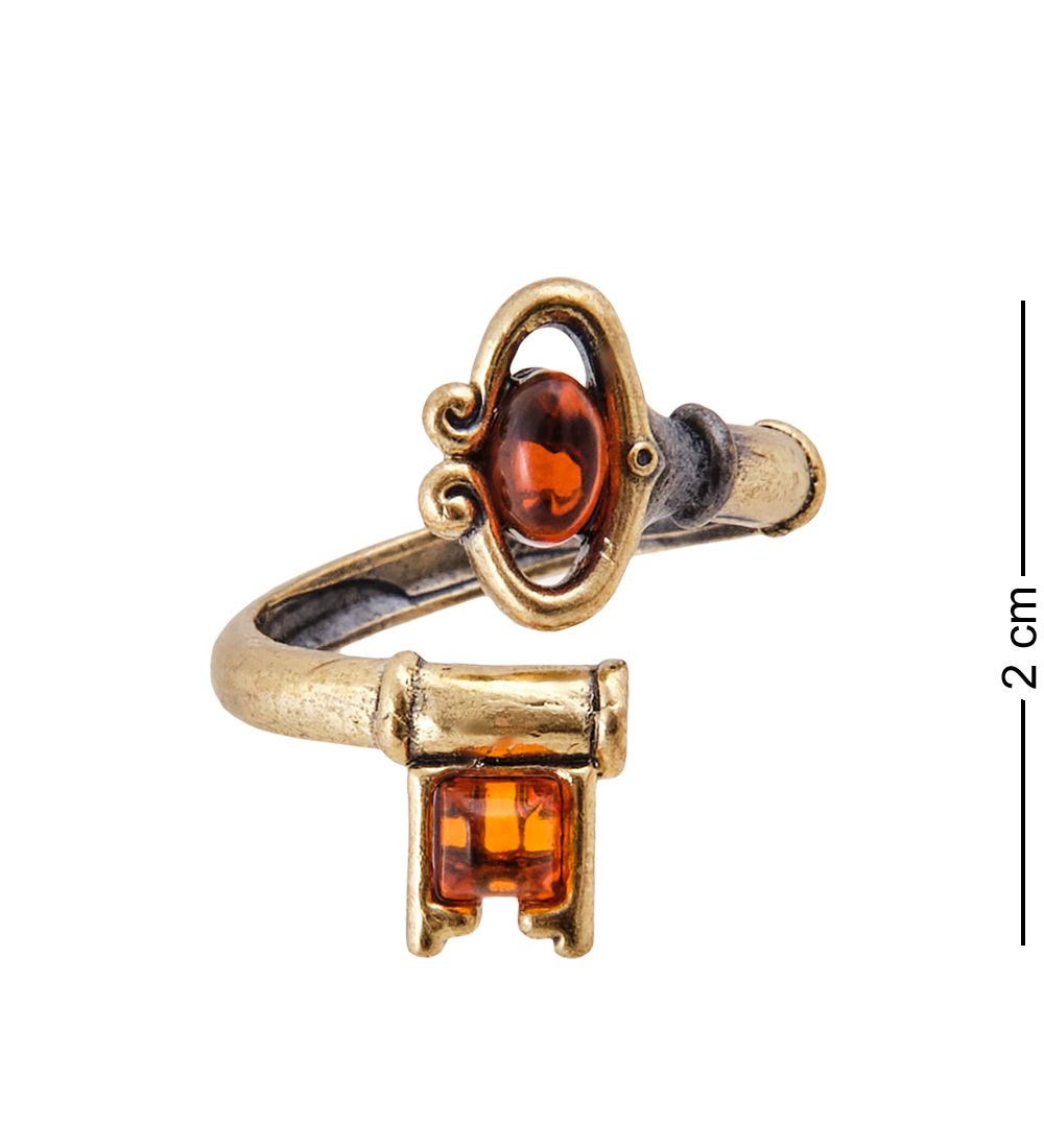 AM-3800 Кольцо «Ключик от ларчика» (латунь, янтарь)