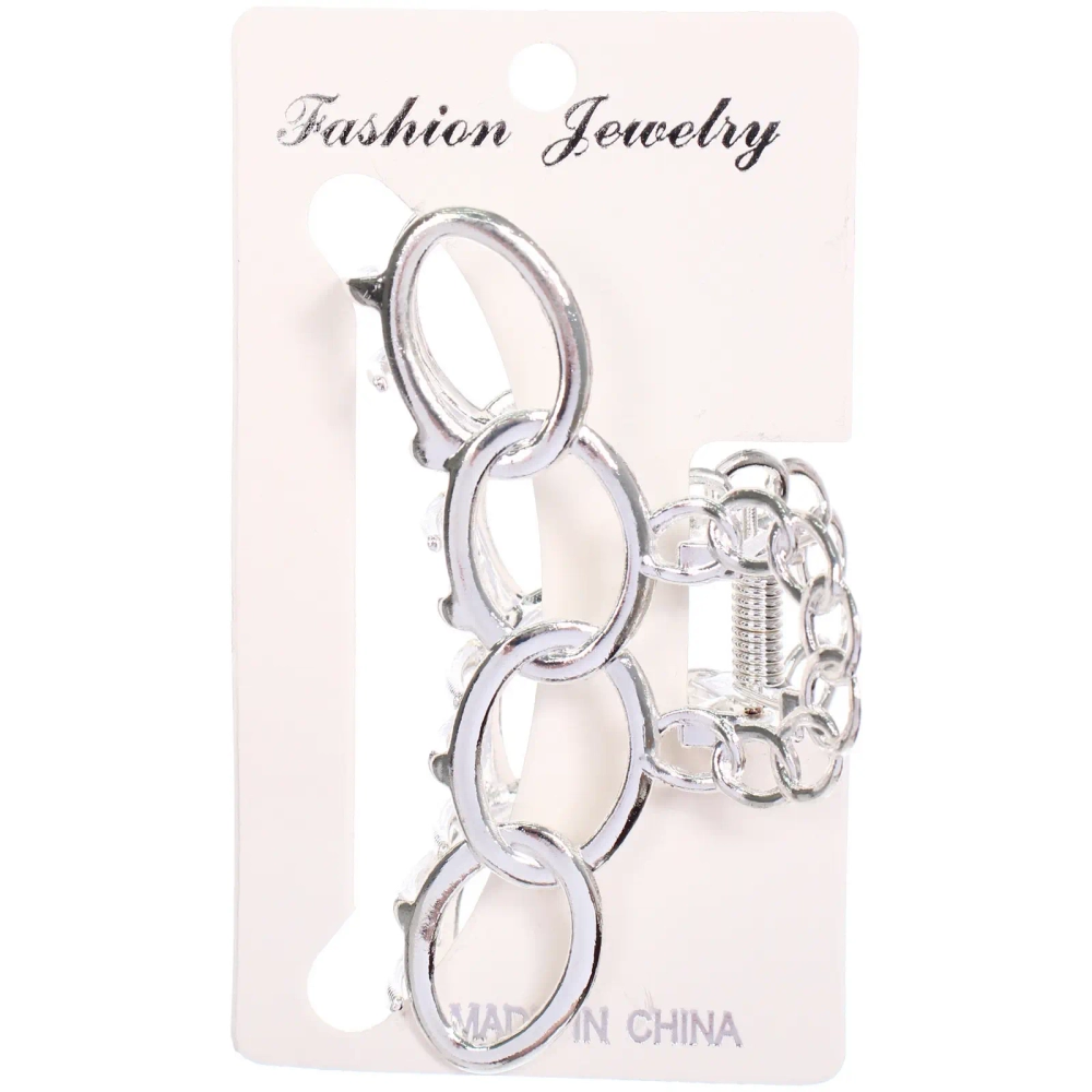 Заколка - краб для волос на блистере «PREMIUM», корсика, цвет серебро и золото, 8см●