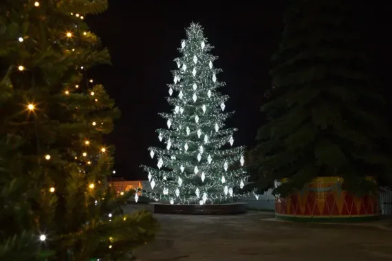 Уличная светодинамическая елка Лесная зеленая 14 м., ствольная, Литая, Green Trees (GT14LESPELED)