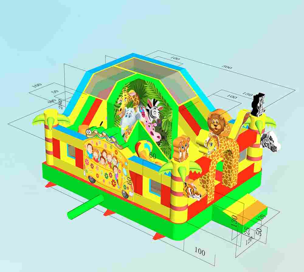 Коммерческий надувной батут "Сафари-экскурсия", с горкой 5*4*2,8 м