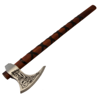 Топорик викинга Рагнара боевой, рукоять в оплетке, Дания, 9 в., хром